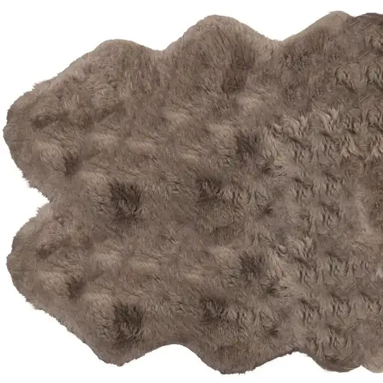 Taupe Genuine Sheepskin Animal Print Shag Area Rug Photo 4