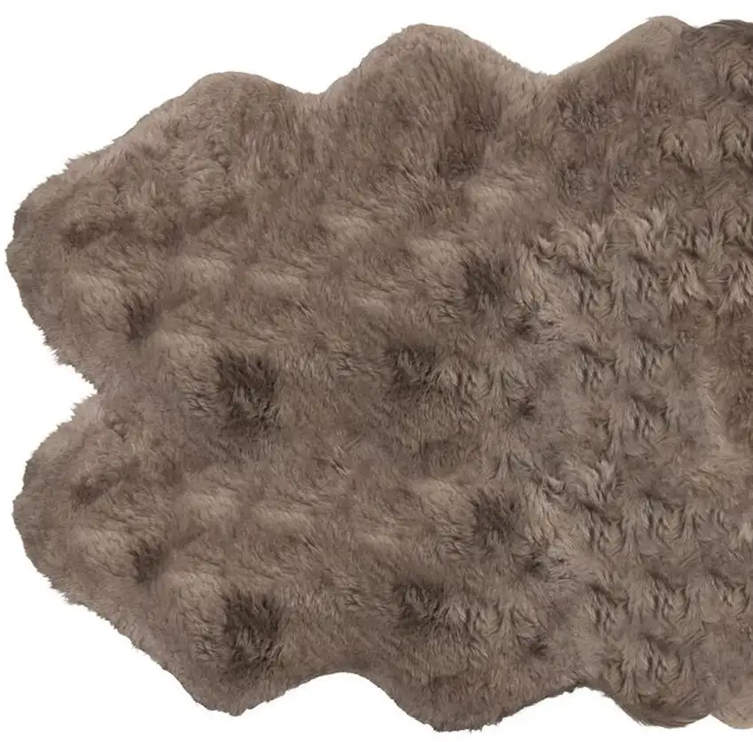 Taupe Genuine Sheepskin Animal Print Shag Area Rug Photo 4