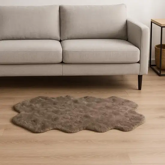 Taupe Genuine Sheepskin Animal Print Shag Area Rug Photo 2