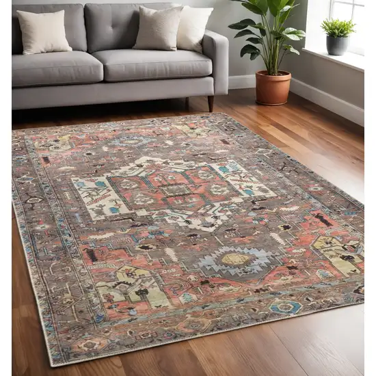 Taupe And Ivory Medallion Area Rug Photo 1