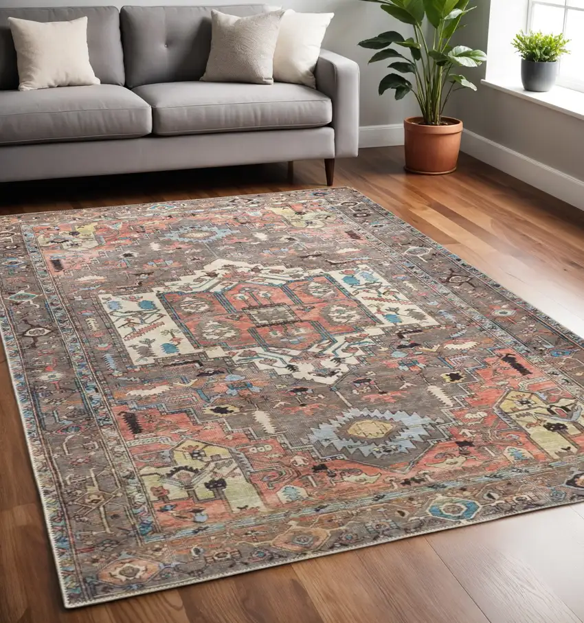 Taupe And Ivory Medallion Area Rug Photo 1