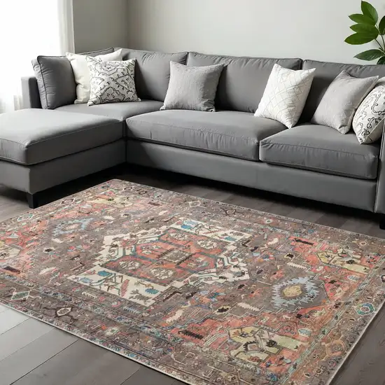 Taupe And Ivory Medallion Area Rug Photo 1
