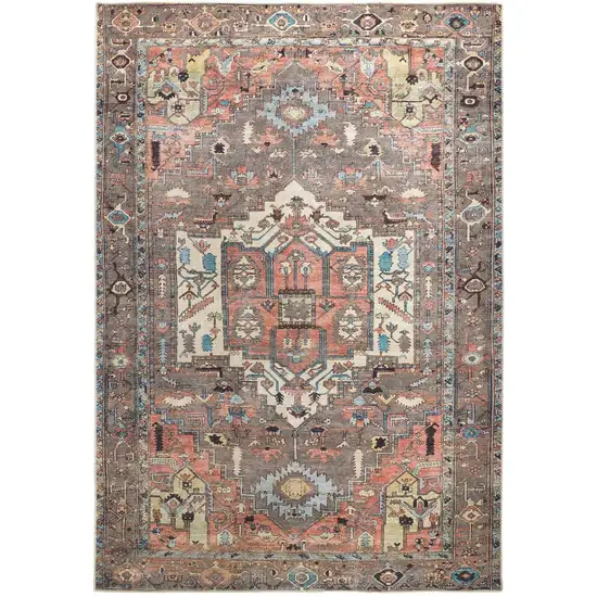 Taupe And Ivory Medallion Area Rug Photo 2