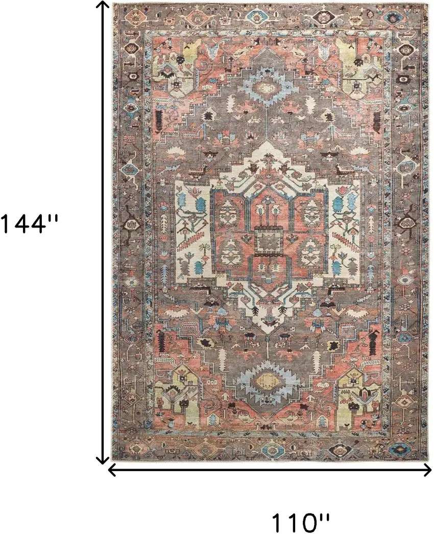 Taupe Red And Brown Floral Area Rug Photo 3
