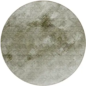 Photo of Taupe Round Abstract Washable Non Skid Indoor Outdoor Area Rug