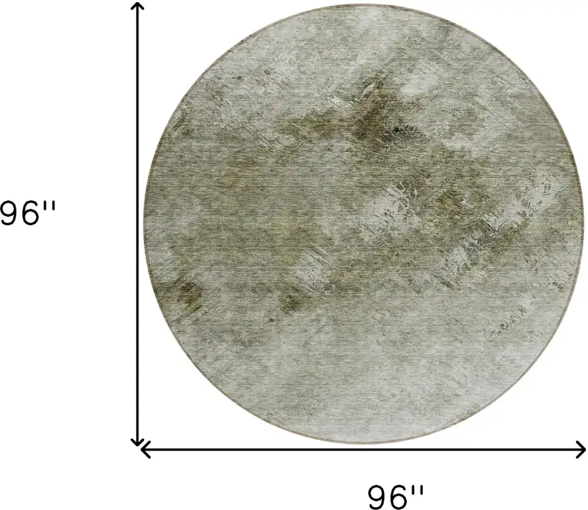 Taupe Round Abstract Washable Non Skid Indoor Outdoor Area Rug Photo 3