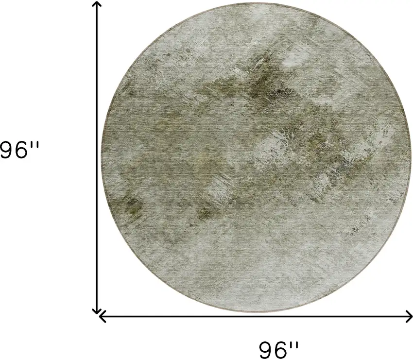 Taupe Round Abstract Washable Non Skid Indoor Outdoor Area Rug Photo 3