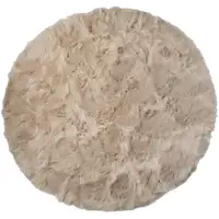 Photo of Taupe Round Faux Fur Washable Non Skid Area Rug