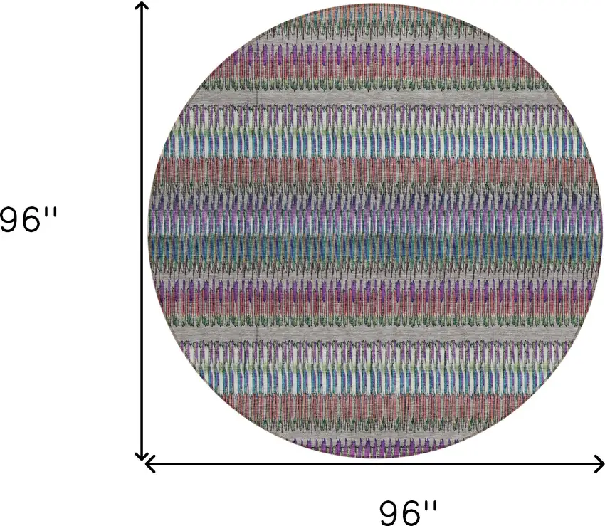 Taupe Round Striped Washable Non Skid Indoor Outdoor Area Rug Photo 3
