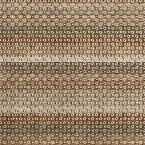 Taupe Rust And Brown Striped Washable Area Rug With UV Protection Photo 2