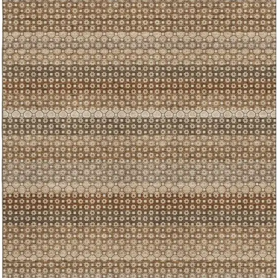 Taupe Rust And Brown Striped Washable Area Rug With UV Protection Photo 3