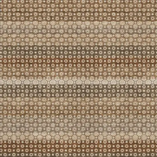 Taupe Rust And Brown Striped Washable Area Rug With UV Protection Photo 2