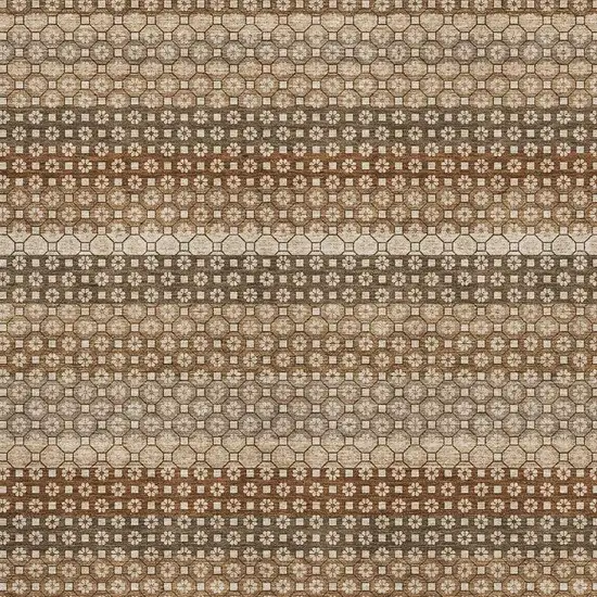 Taupe Rust And Brown Striped Washable Area Rug With UV Protection Photo 2