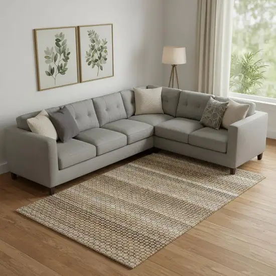 Taupe Rust And Brown Striped Washable Area Rug With UV Protection Photo 2