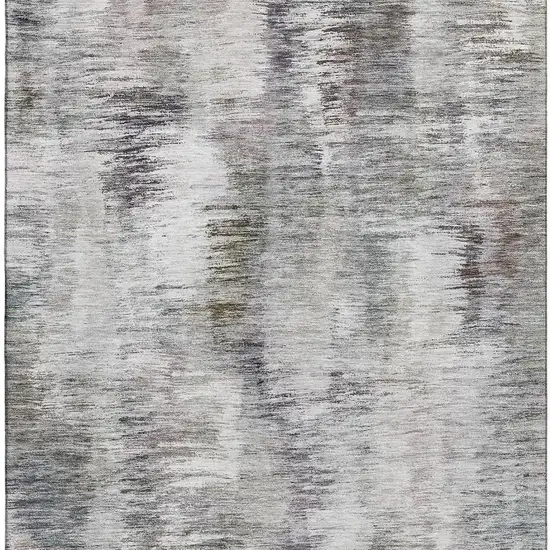 Taupe Silver And Purple Abstract Washable Area Rug With UV Protection Photo 4