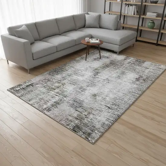 Taupe Silver And Purple Abstract Washable Area Rug With UV Protection Photo 2