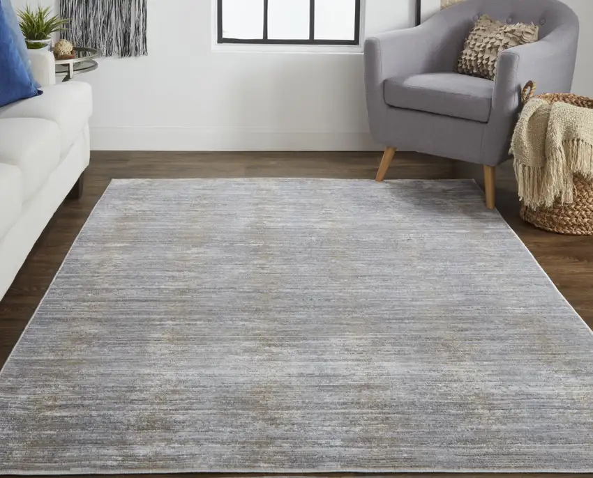 Taupe Silver And Tan Abstract Power Loom Area Rug Photo 1