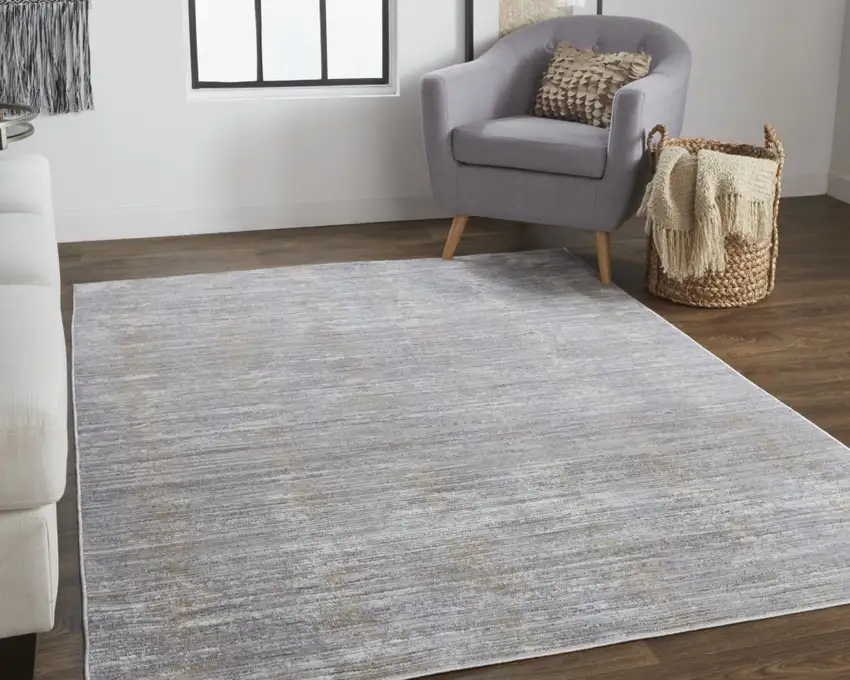 Taupe Silver And Tan Abstract Power Loom Area Rug Photo 2