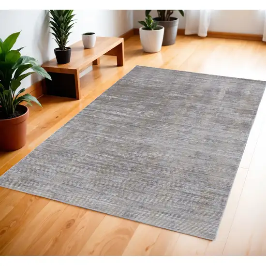 Taupe Silver And Tan Abstract Power Loom Area Rug Photo 2