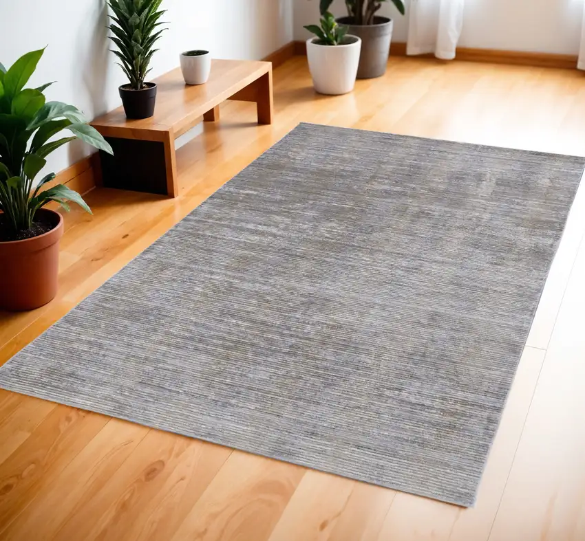 Taupe Silver And Tan Abstract Power Loom Area Rug Photo 2