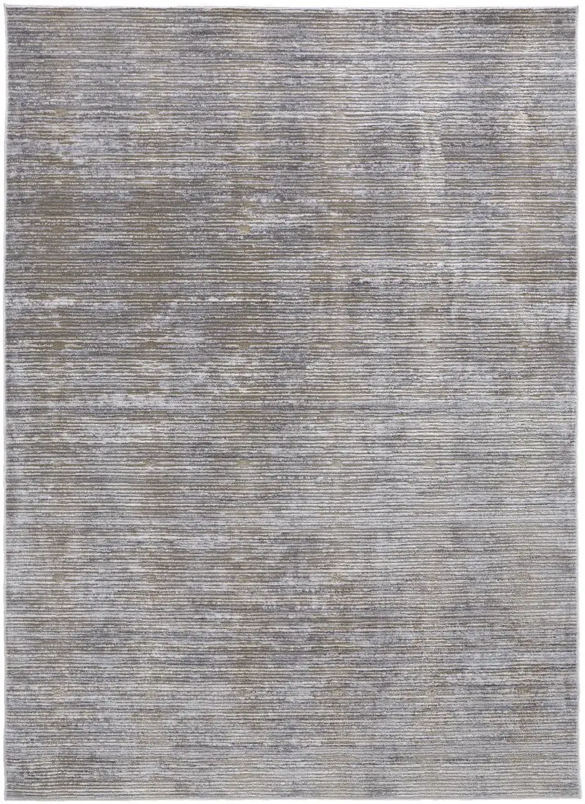 Taupe Silver And Tan Abstract Power Loom Area Rug Photo 1