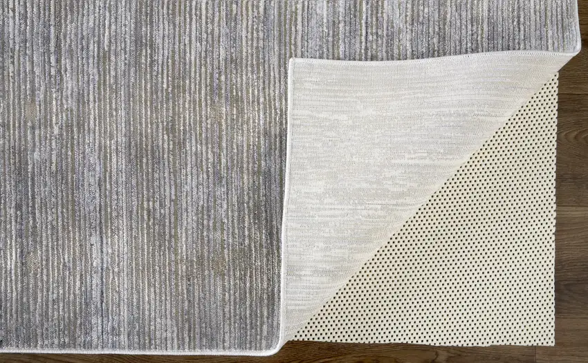 Taupe Silver And Tan Abstract Power Loom Area Rug Photo 3