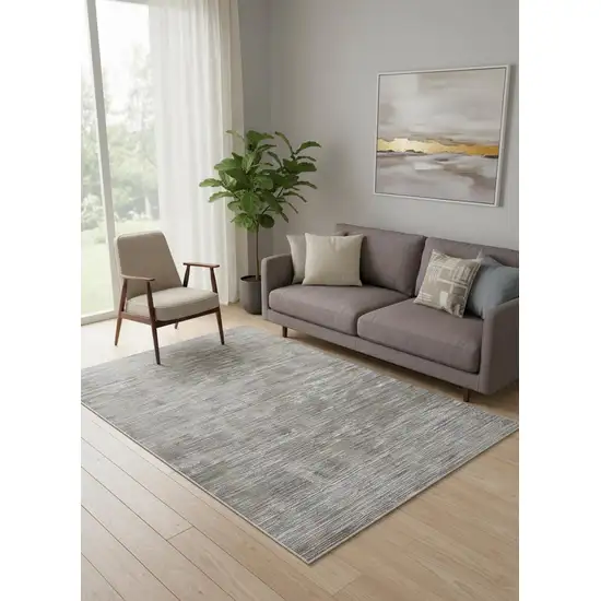Taupe Silver And Tan Abstract Power Loom Area Rug Photo 1