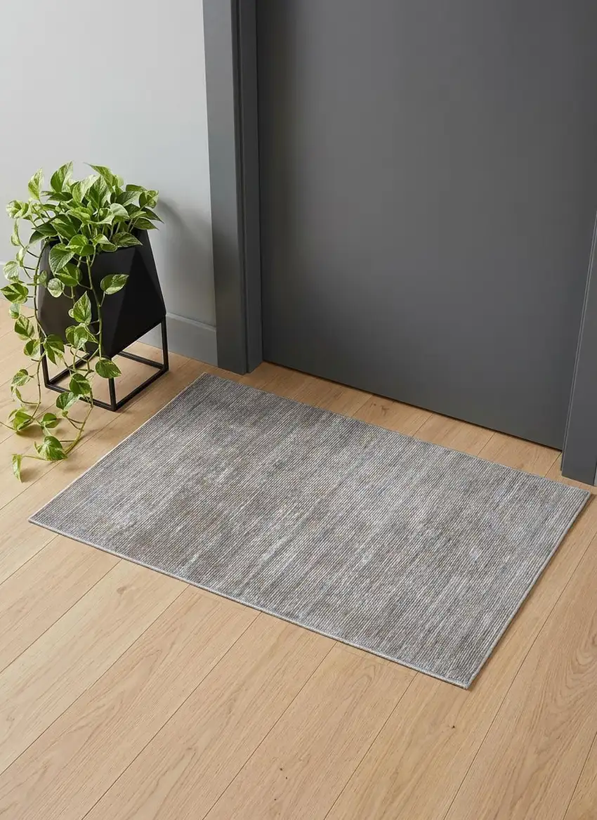 Taupe Silver And Tan Abstract Power Loom Area Rug Photo 1