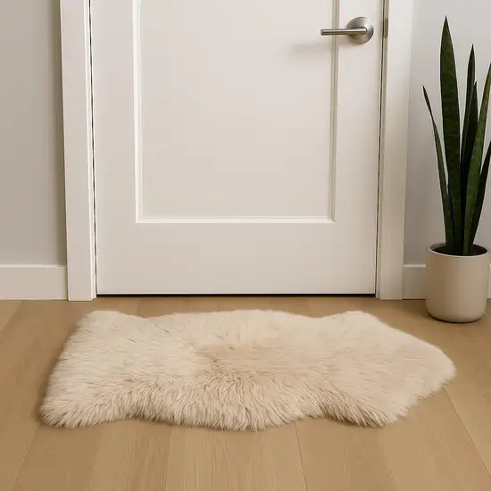 Taupe Genuine Sheepskin Animal Print Shag Area Rug Photo 1