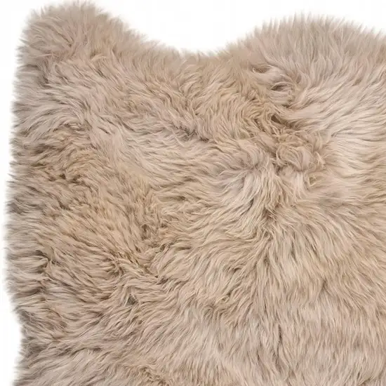 Taupe Genuine Sheepskin Animal Print Shag Area Rug Photo 4