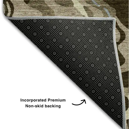 Taupe Sky Blue And Beige Abstract Washable Area Rug With UV Protection Photo 6