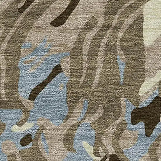 Taupe Sky Blue And Beige Abstract Washable Area Rug With UV Protection Photo 2