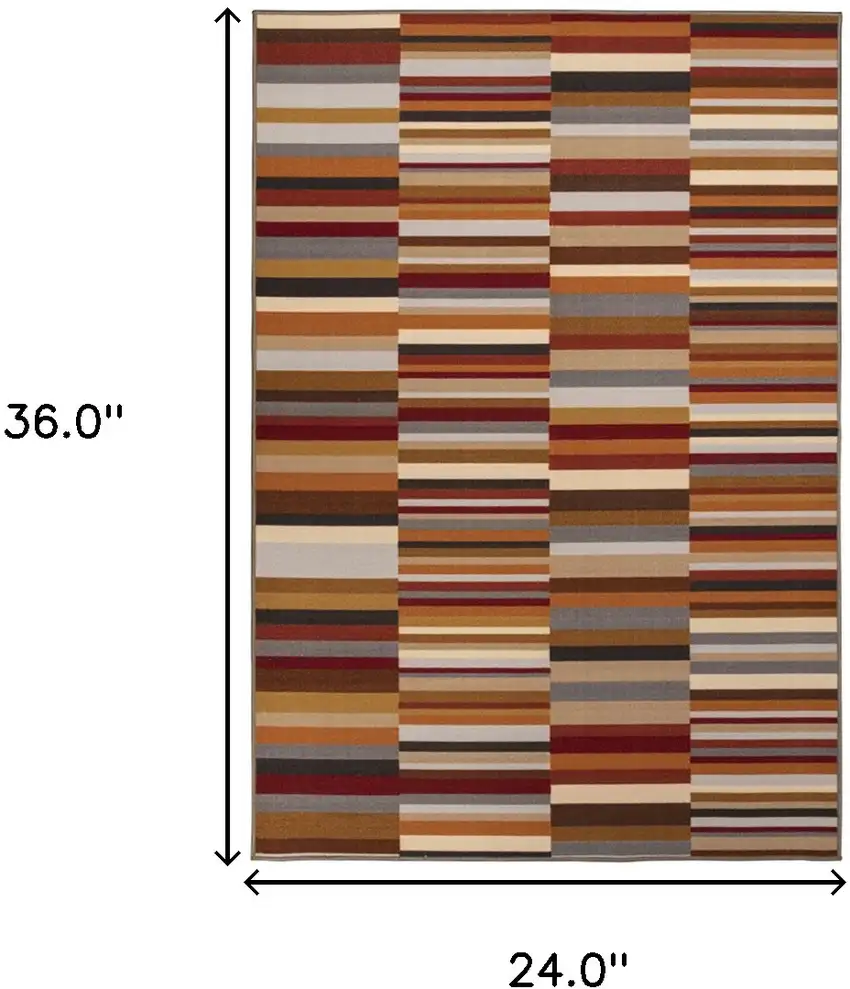 Taupe Striped Stain Resistant Non Skid Indoor Outdoor Area Rug Photo 6