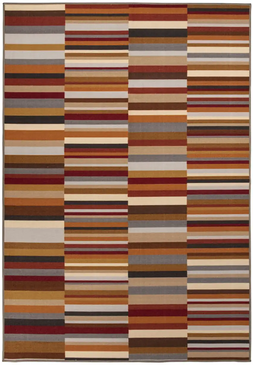 Taupe Striped Stain Resistant Non Skid Indoor Outdoor Area Rug Photo 1