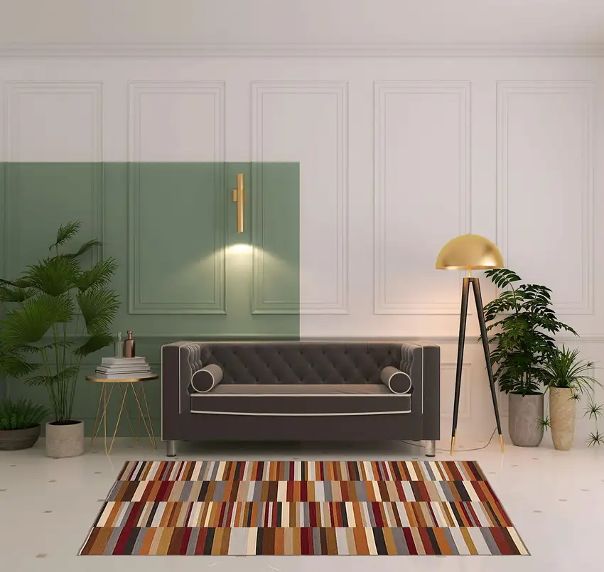 Taupe Striped Stain Resistant Non Skid Indoor Outdoor Area Rug Photo 2