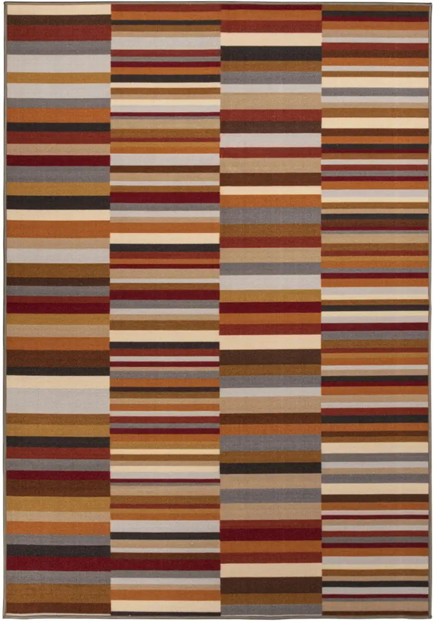 Taupe Striped Stain Resistant Non Skid Indoor Outdoor Area Rug Photo 1