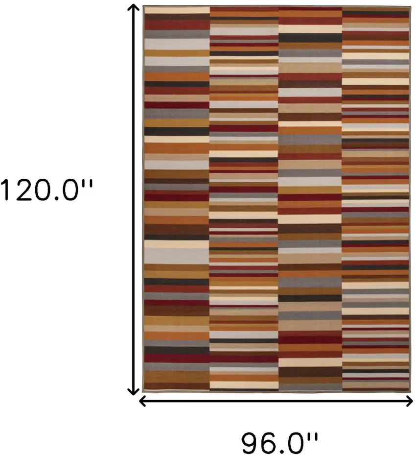 Taupe Striped Stain Resistant Non Skid Indoor Outdoor Area Rug Photo 9