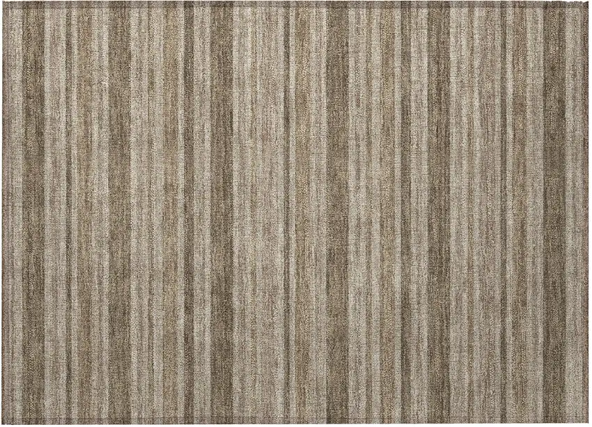 Taupe Striped Washable Non Skid Indoor Outdoor Area Rug Photo 4