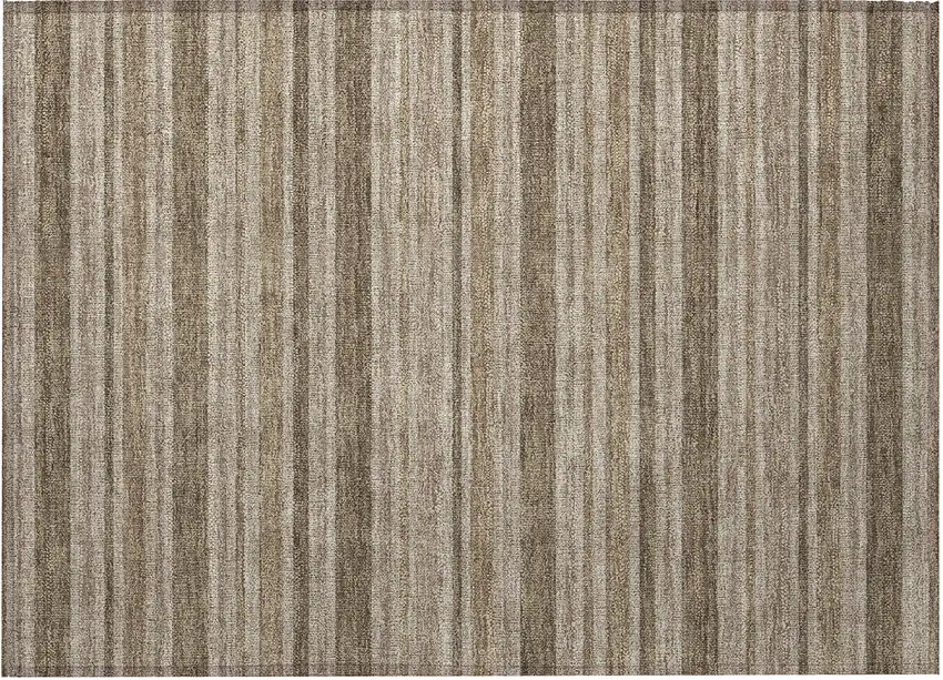 Taupe Striped Washable Non Skid Indoor Outdoor Area Rug Photo 4