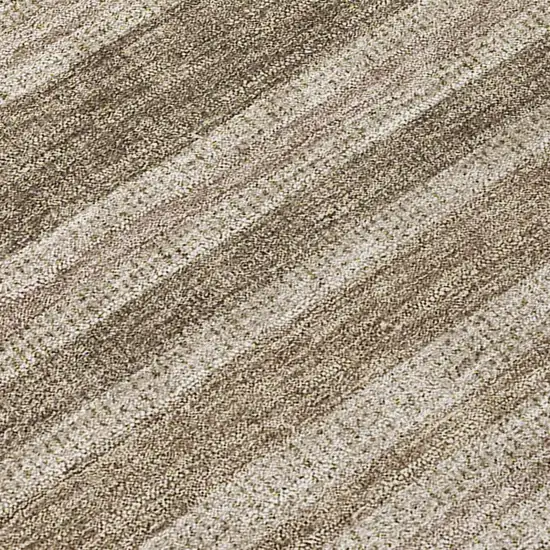 Taupe Striped Washable Indoor Outdoor Area Rug Photo 9