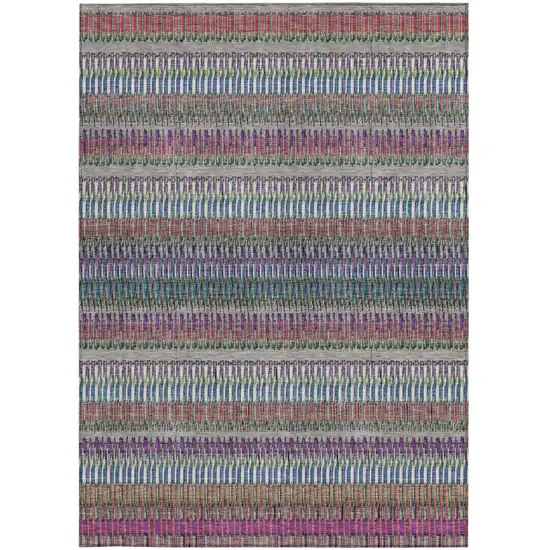 Taupe Striped Washable Non Skid Indoor Outdoor Area Rug Photo 5