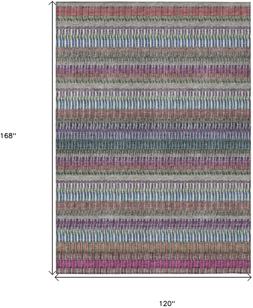 Taupe Striped Washable Non Skid Indoor Outdoor Area Rug Photo 3