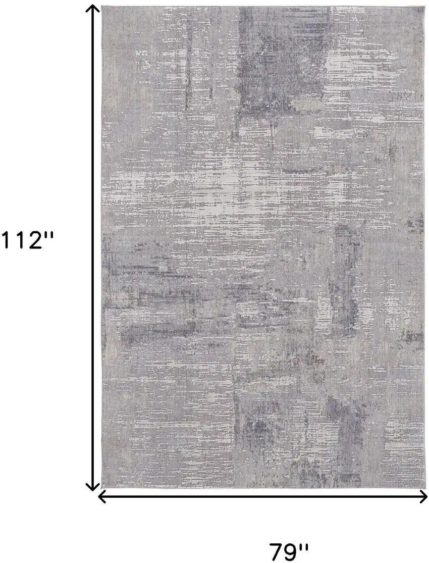 Taupe Tan And Blue Abstract Power Loom Distressed Stain Resistant Area Rug Photo 10