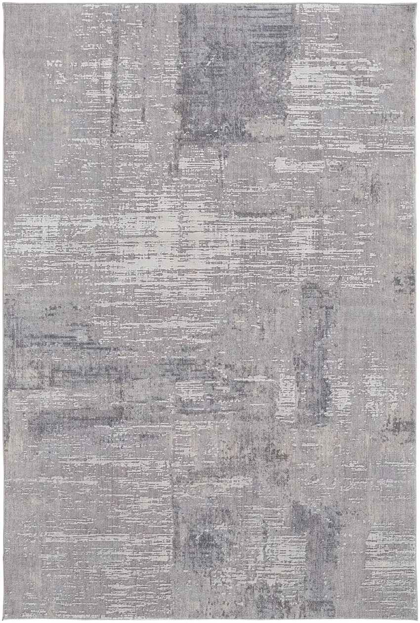 Taupe Tan And Blue Abstract Power Loom Distressed Stain Resistant Area Rug Photo 3