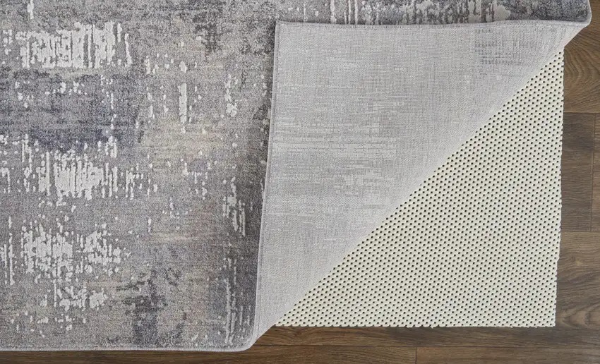 Taupe Tan And Blue Abstract Power Loom Distressed Stain Resistant Area Rug Photo 6