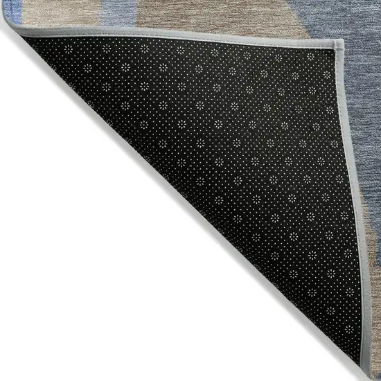 Taupe Tan And Blue Abstract Washable Indoor Outdoor Area Rug Photo 3