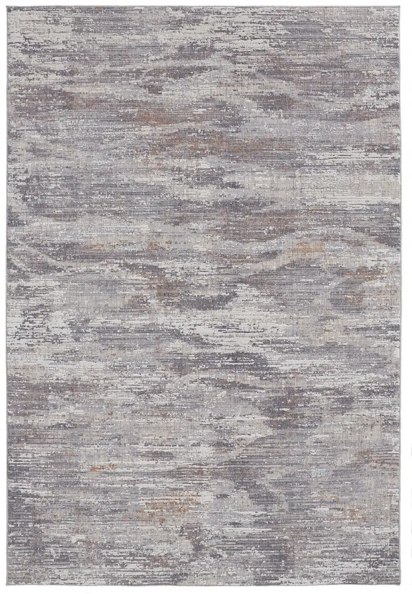 Taupe Tan And Orange Abstract Power Loom Distressed Stain Resistant Area Rug Photo 1