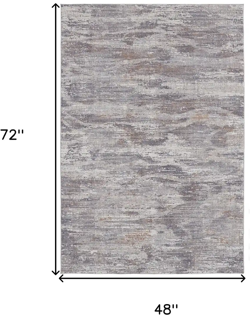 Taupe Tan And Orange Abstract Power Loom Distressed Stain Resistant Area Rug Photo 4