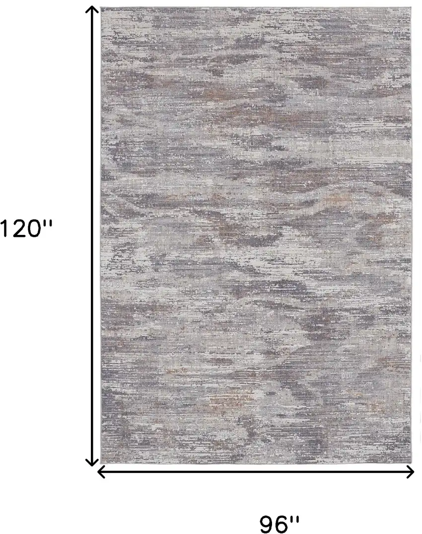 Taupe Tan And Orange Abstract Power Loom Distressed Stain Resistant Area Rug Photo 10