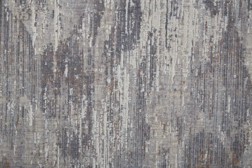 Taupe Tan And Orange Abstract Power Loom Distressed Stain Resistant Area Rug Photo 9